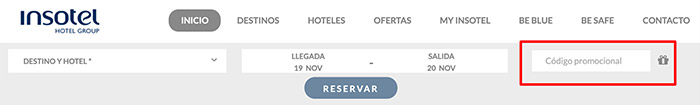 Insertar Código Promocional Insotel