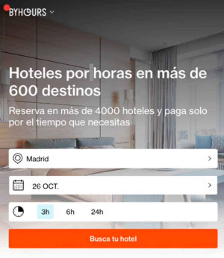 Hoteles con habitaciones por horas en ByHours