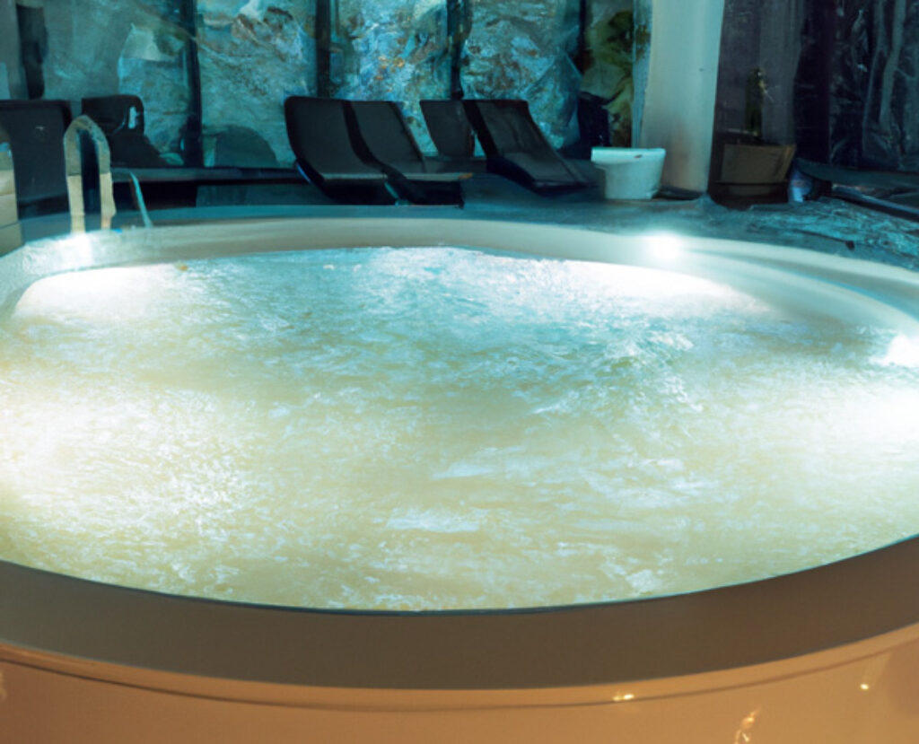 Bañera hidromasaje en un hotel con balneario