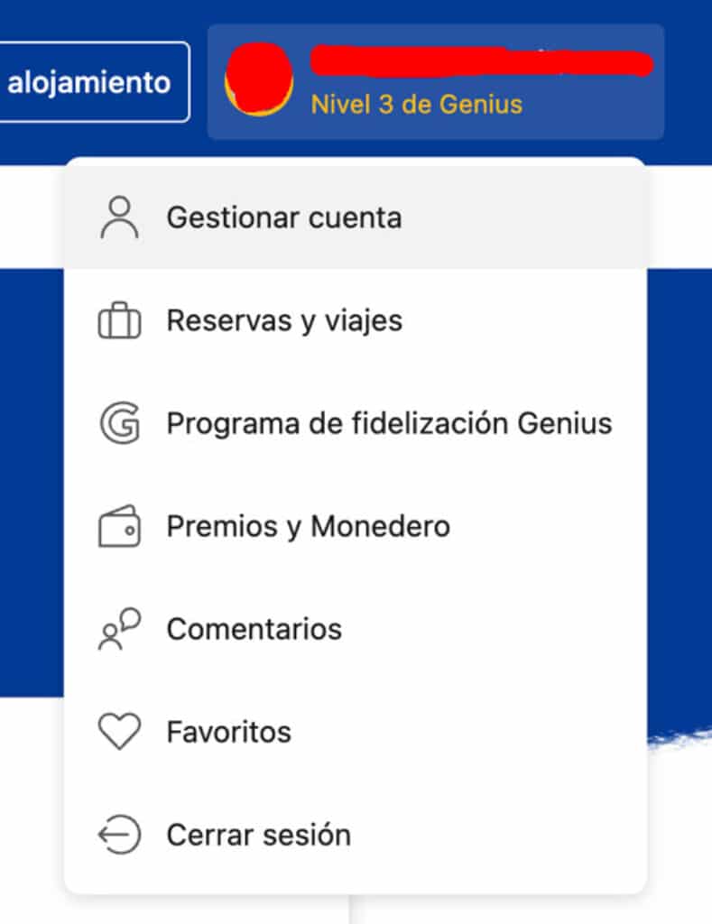 Acceder a los premios y monedero Booking