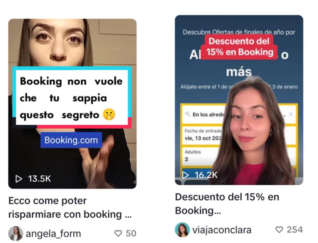 Descuento Influencer Tiktok de Booking