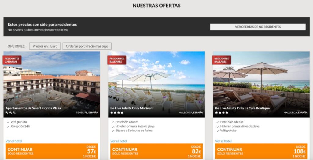 Ofertas para residentes de Be Live Hotels